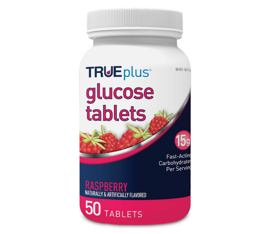 TRUEplus Glucose Tablets, Raspberry - 50ct
